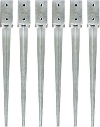 vidaXL Vidaxl - Picas De Tierra 6 Uds Acero Galvanizado Plateado 7x7x75 Cm