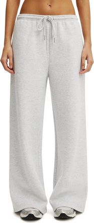 Cotton On Womens Active Plush Tie Waist Wide Leg Sweatpant in Cloudy Grey Marle at Nordstrom, Size X-Small