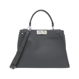 Fendi Pre-owned Selleria Peekaboo Kalfsleren Handtas - Dames - Pre-owned - Grijs - Maat: ONE Size Leer