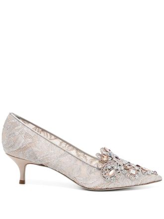 Rene Caovilla Cinderella crystal kitten-heel pumps - Grey