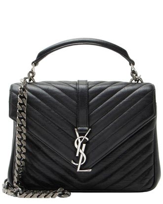 Saint Laurent Black Matelasse Calfskin College Medium Shoulder Bag (Authentic Pre-Loved)