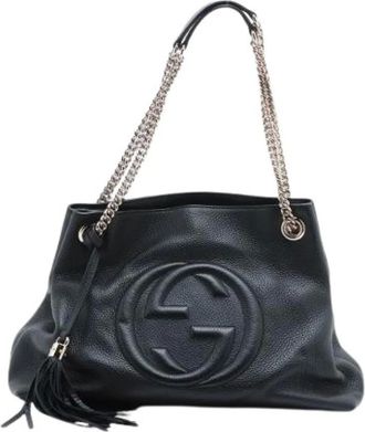 Gucci Pre-owned Shoulder Bags, female, Black, Size: ONE SIZE Pre-owned Leather Shoulder Bag