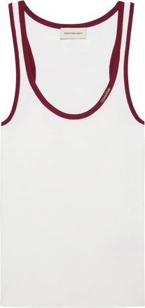 Calvin Klein ribbed contrast-trim tank top - women - Cotton/Polyamide/Elastane - M - White
