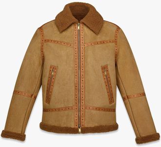 MCM Jacket In Suede Shearling And Monogram Print Leather