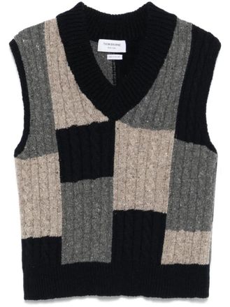 Thom Browne Black Color Block Sweaters