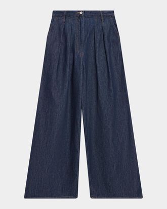 Dries Van Noten High-Rise Pleated Wide-Leg Jeans
