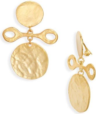 Kenneth Jay Lane Hammered Drop Earrings in Satin Gold at Nordstrom