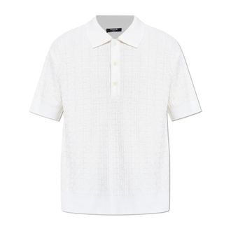 Balmain Polo Shirts, male, Beige, Size: 2XL Monogram Polo