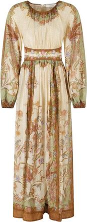 Zimmermann Indra Waisted Maxi Jurk - Dames - Maxi kleedjes - Veelkleurig - XS - Katoen - Kleedjes