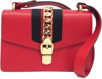 Gucci Pre-owned Leather gucci-bags - Dames - Vintage Schoudertas - Rood - ONE Size - Leer - Vintage