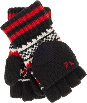 Polo Ralph Lauren Pattern Convertible Glove in Black/red/cream at Nordstrom