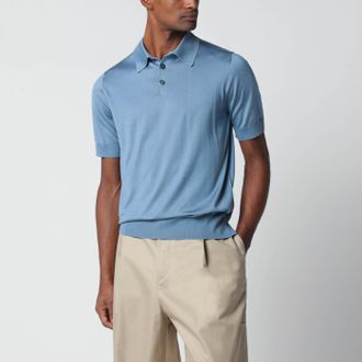Dolce & Gabbana Light blue silk polo shirt