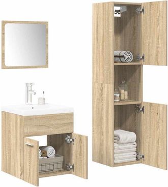 vidaXL Juego De Muebles De Ba&ntilde;o 4 Pzas Contrachapada Roble Sonoma Vidaxl
