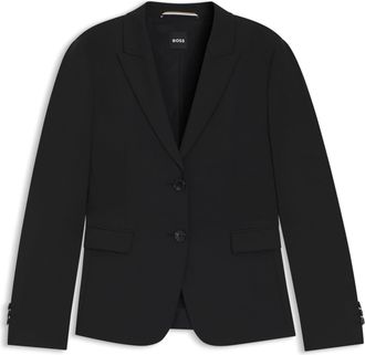 HUGO BOSS Womens Solid Patterned Lapel Collared Blazer in Black - Size 12 UK
