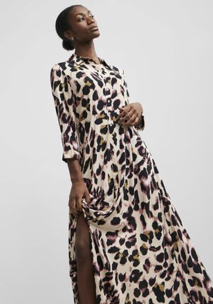 Y.A.S Hemdblusenkleid Y.A.S YASSAVANNA LONG SHIRT DRESS, Damen, Gr. XXL, N-Gr, bunt (mellow rose aop liro print), Web, Obermaterial: 100% Viskose, animal-pr