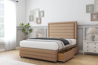 Sloomy Ashford Dumfries Divan Set 2 Drawers-26 Headboard-Footboard in Light Brown | Size: King