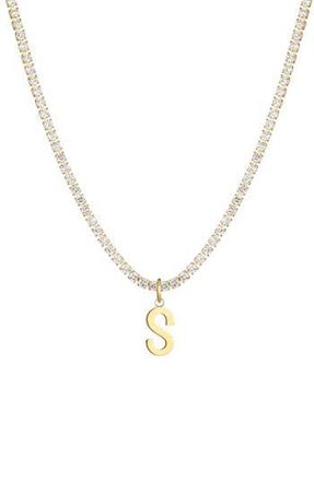 Adornia Initial Charm Tennis Necklace in Gold-S at Nordstrom Rack