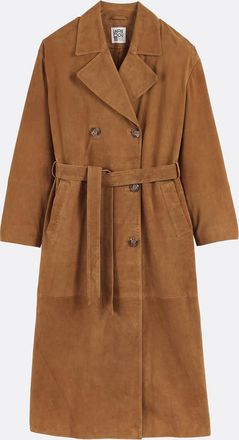 La Redoute Collections Lange trenchcoat van geitenleer, knoopsluiting, tussenseizoen