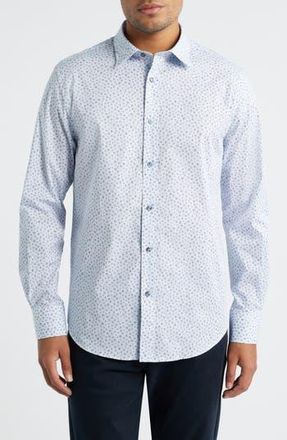 Bugatchi Julian Shaped Fit Button-Up Shirt in Sky at Nordstrom Rack, Size Xxx-Large