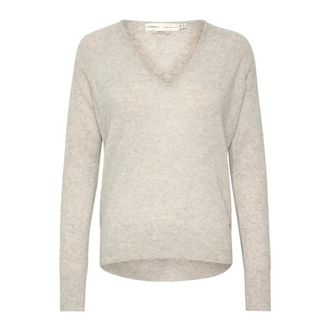 Inwear Lukka V-neck Pullover - Dames - Cashmere truien - Grijs - Xs/S - Leer - Truien & Vesten