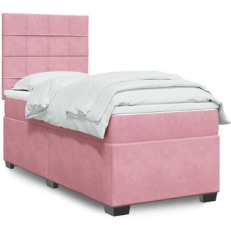 vidaXL Cama Box Spring Con Colch&oacute;n Terciopelo Rosa 90x190 Cm Vidaxl