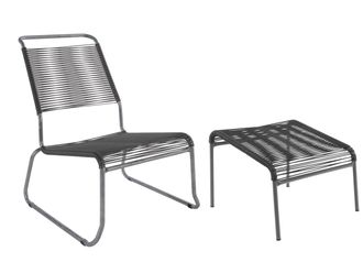 Schubiger M&ouml;bel Spaghetti-Kufen-Lounger-Hochlehner + Hocker S&auml;ntis