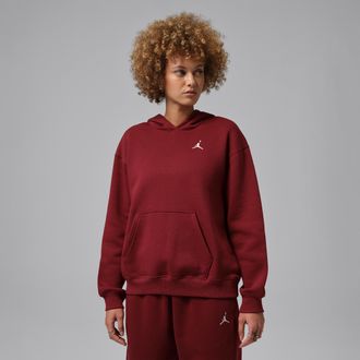 Nike Jordan Womens Jordan Brooklyn Fleece Pullover Hoodie in Red | FV7071-677