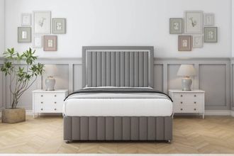 Comfort Beds Boston Chrome Dumfries Divan Set 4 Drawers-26 Headboard-Footboard in Light Grey | Size: King