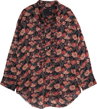 R13 Camisa con volantes y costuras deshilachadas - Blouses & Shirts - Mujer - Multicolor - S