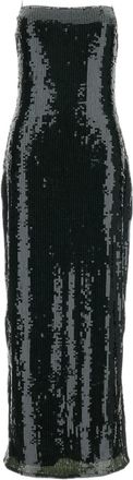 Rotate Black Olive Sequined Stretch Dress