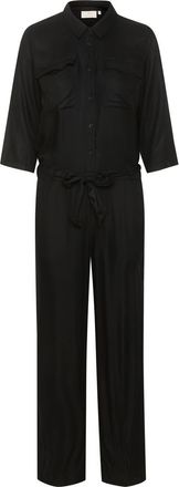 Kaffe Ruthie Half Sleeve Button Jumpsuit in Black Deep at Nordstrom, Size 12
