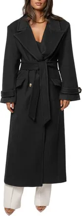 JLUXLABEL Empire Double Breasted Longline Coat in Black at Nordstrom, Size X-Small/small