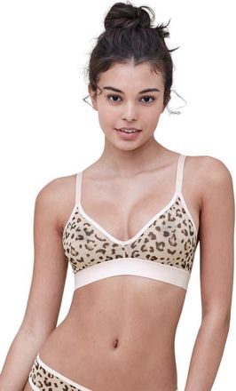 Skarlett Blue Spellbound Sheer Plunge Wireless Bralette in Leo Leopard at Nordstrom, Size X-Large