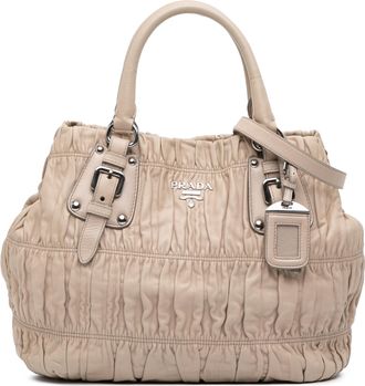 Prada Pre-owned Womens Bauletto Satchel - Nude Leather - One Size
