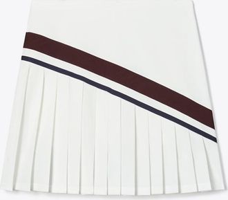 Tory Burch Womens Chevron Pleated Tennis Skirt in White/Red, size XS