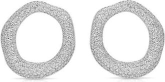 Ettika Pavé Cubic Zirconia Open Circle Drop Earrings in Silver at Nordstrom