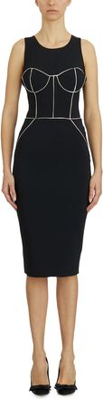 Elisabetta Franchi Womens Sheath Dress With Contrast Piping - Black - Size EU 36 (Womens)