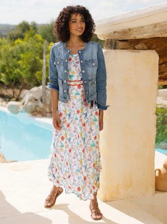 Heine Jeansblazer HEINE Jeans-Jacke, Damen, Gr. 34, blau, bleached, 98% Baumwolle, 2% Elasthan, Blazer Jeansblazer