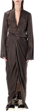 Rick Owens Wikkeljurk - Dames - Wikkelkleedje - Bruin - XS - Kleedjes