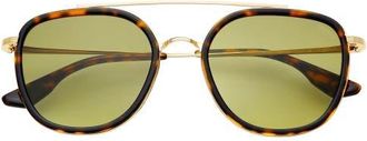 Freyrs Eyewear Weston Round Sunglasses in Tortoise /Green at Nordstrom