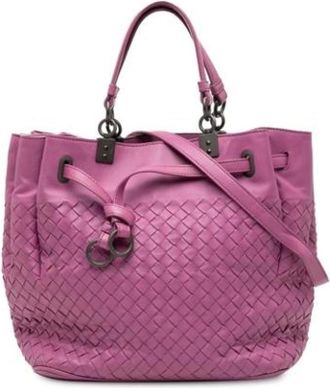 Bottega Veneta Pre-owned Bucket Bags, female, Purple, Size: ONE SIZE Pre-owned Leather Bucket Bag