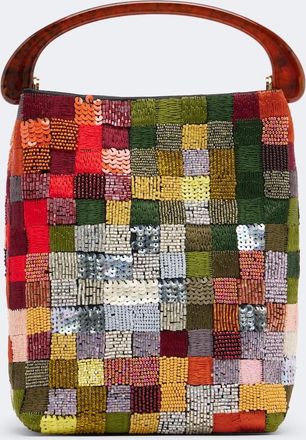 Dries Van Noten Small sequined patchwork top-handle bag