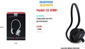 Trade Shop Trade Shop - Auricular Bluetooth Inal&aacute;mbrico Con Banda Para El Cuello Y Micr&oacute;fono Manos Libres Maxtech Cu-bt001