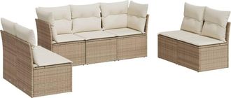 vidaXL Vidaxl - Set Sof&aacute;s De Jard&iacute;n 7 Piezas Y Cojines Rat&aacute;n Sint&eacute;tico Beige