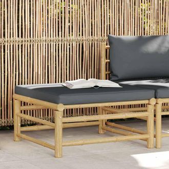 vidaXL Reposapi&eacute;s De Jard&iacute;n Bamb&uacute; Con Coj&iacute;n Gris Oscuro Vidaxl