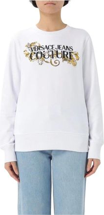 Versace Jeans Couture Hoodies & sweatvesten, Dames, Wit, 2Xs, Luxe Gebreide Trui