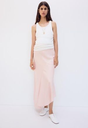 H&M Mama Asymmetric Satin Skirt in Powder Pink at Nordstrom, Size X-Large