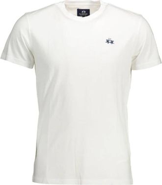 La Martina Chic T-shirt met ronde hals en borduursel - Heren - T-shirts - Wit - L - Katoen - Tops