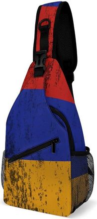 Generic Texture Armenian Flag Unisex Shoulder Bags Casual Crossbody Chest Bag Sling Backpack for Hiking Cycling Travel