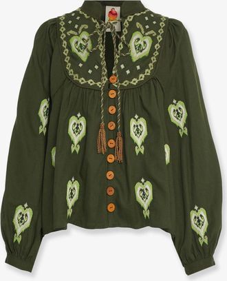 Farm Rio Camicia embroidered puff sleeve lenzing ecovero euroflax - FARM RIO - gender_Woman